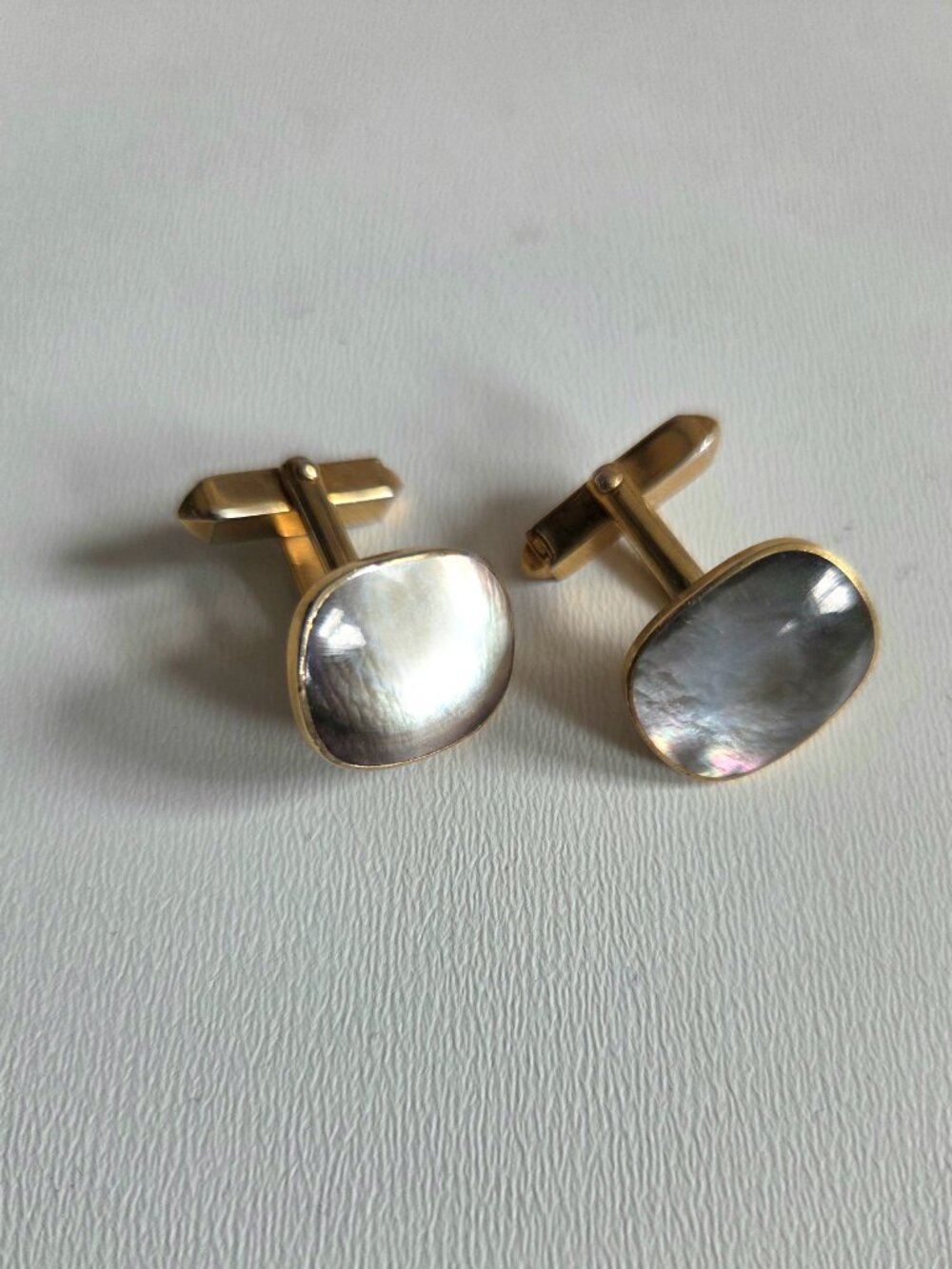 Vintage 1940s Mother of Pearl Gold Tone Cufflinks